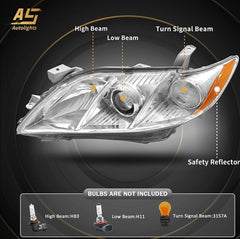 AS Camry headlight clear lens close-up shows crisp cut-off and high clarity