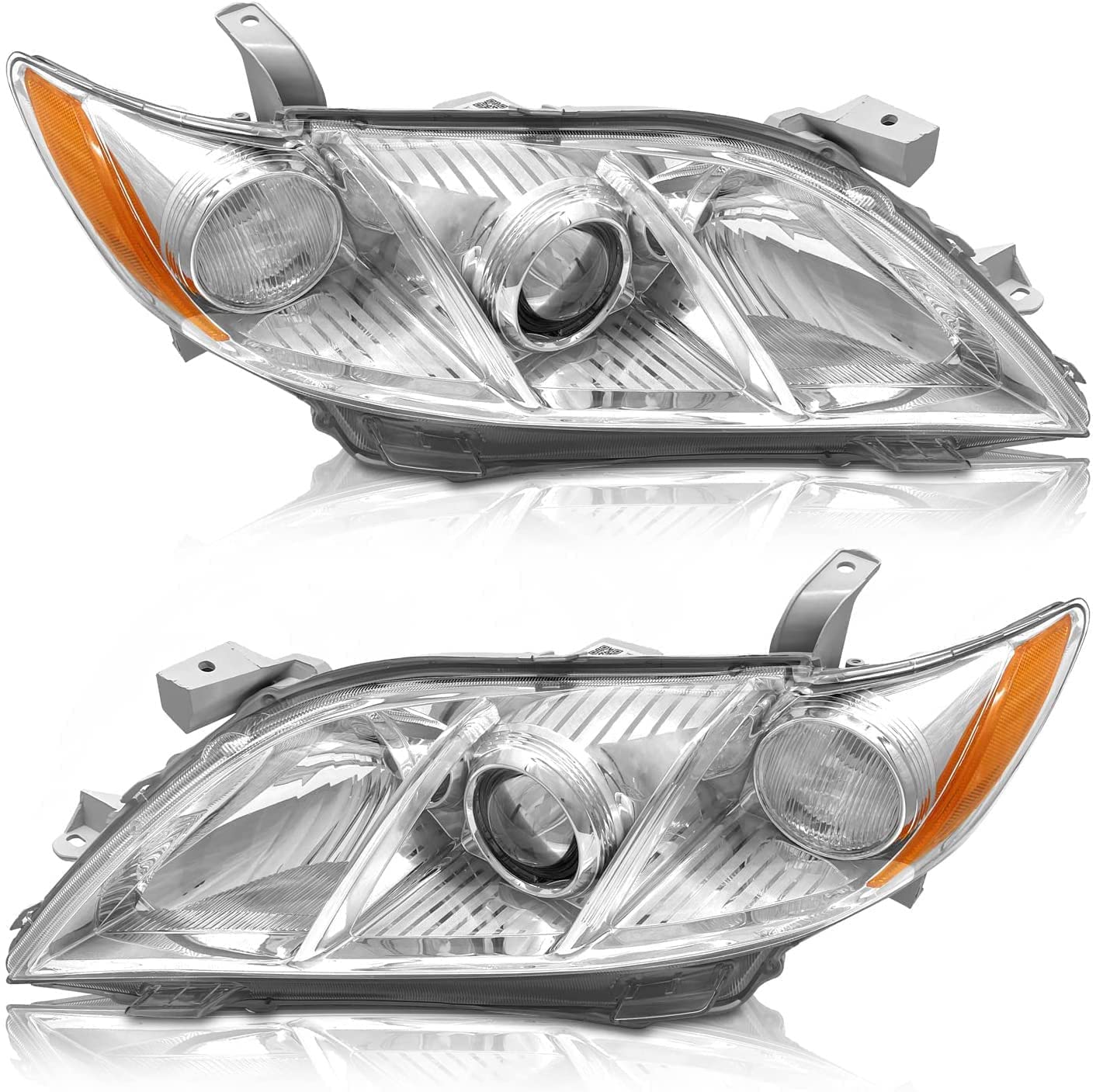 AS Camry headlight left chrome housing with clear lens improves nighttime visibility