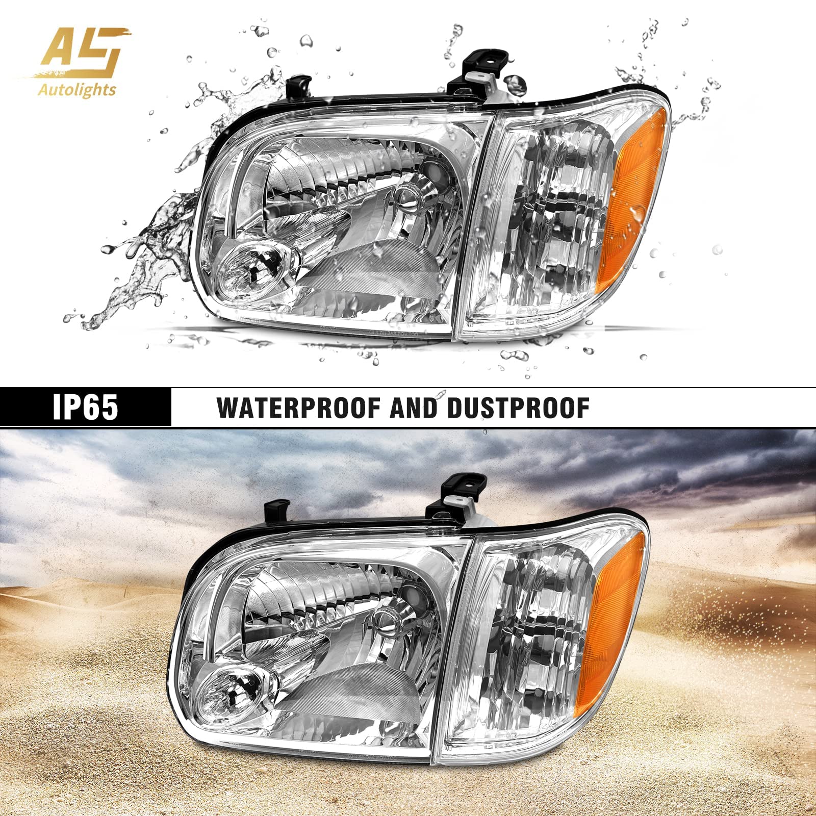 AS IP65 sealed lens for weatherproof headlight assembly.