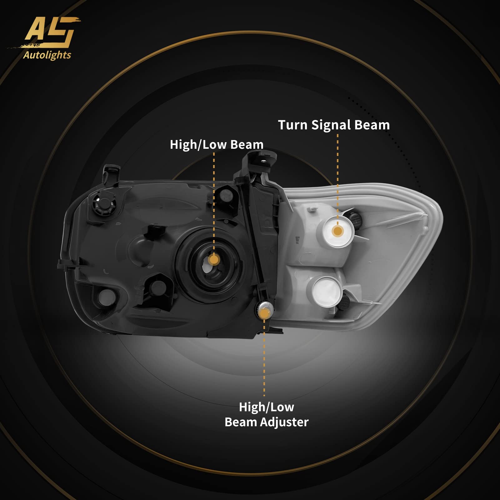 AS headlight assembly for Sequoia 2005-2007, chrome housing, passenger-side view.