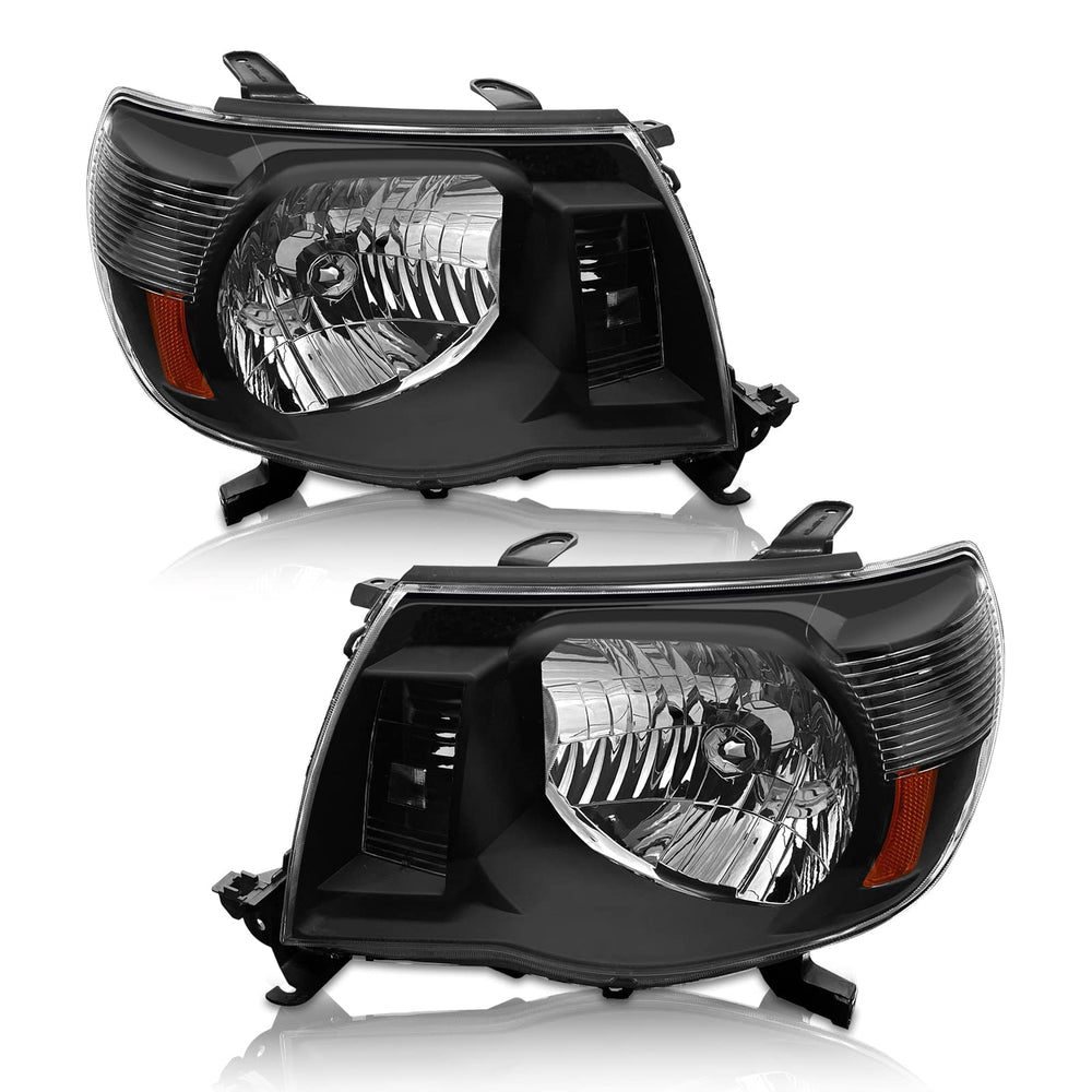 AS Tacoma headlight assembly with black housing and amber reflector improves nighttime visibility.