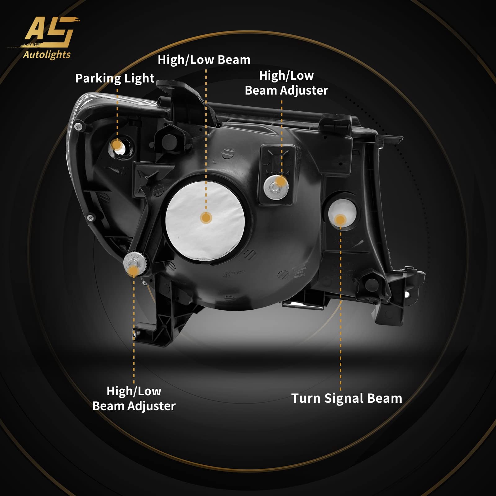 AS headlight with BMC reflector for brighter beams and better road illumination.