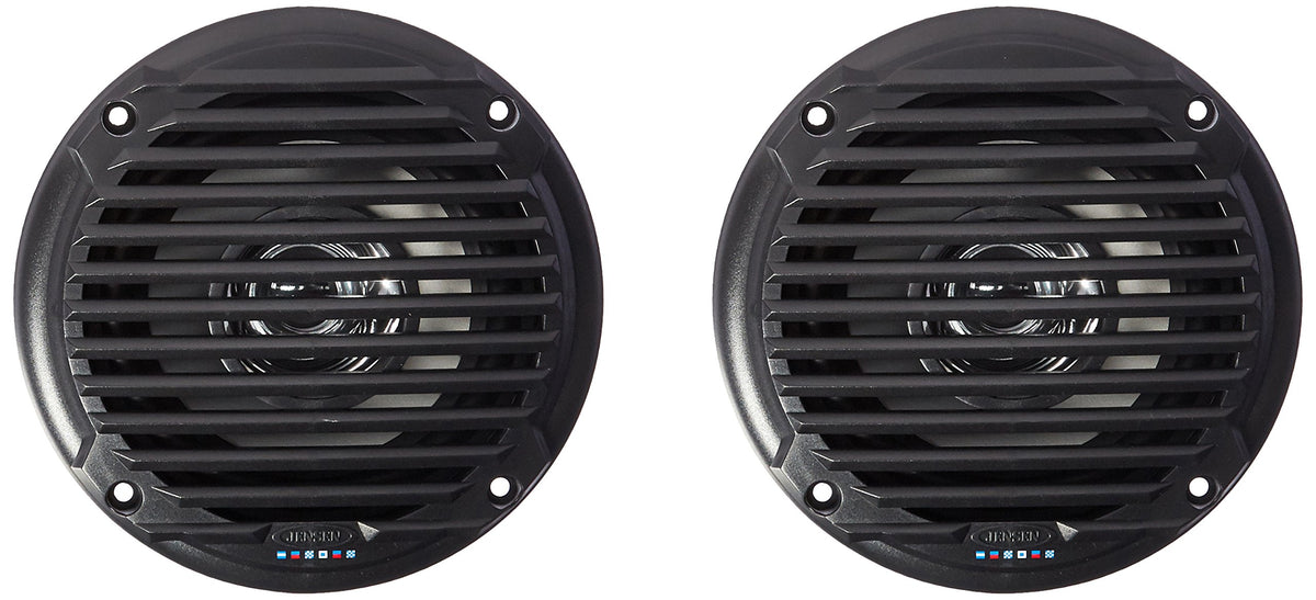 Jensen MS5006BR outdoor waterproof speakers viewed from the front for outdoor use