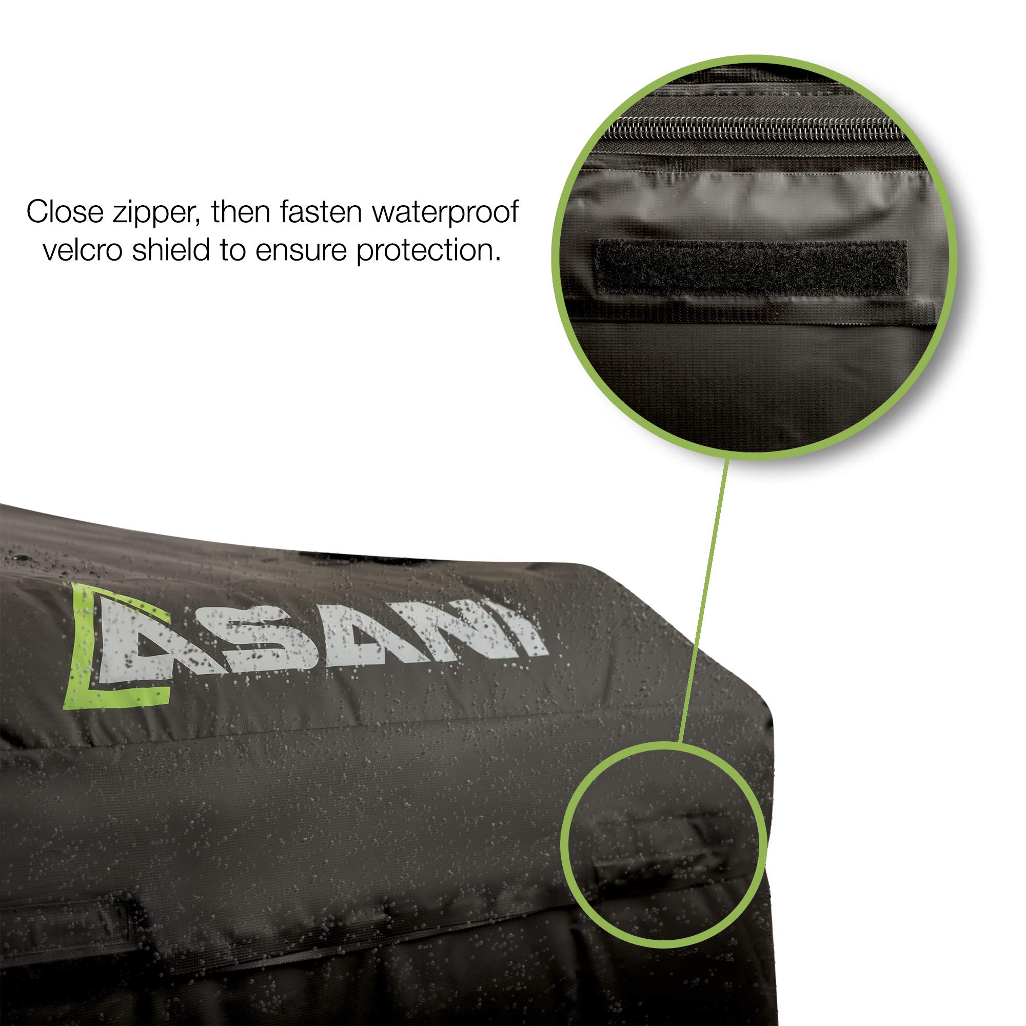 Asani eight-straps design enables secure mounting on roof racks.