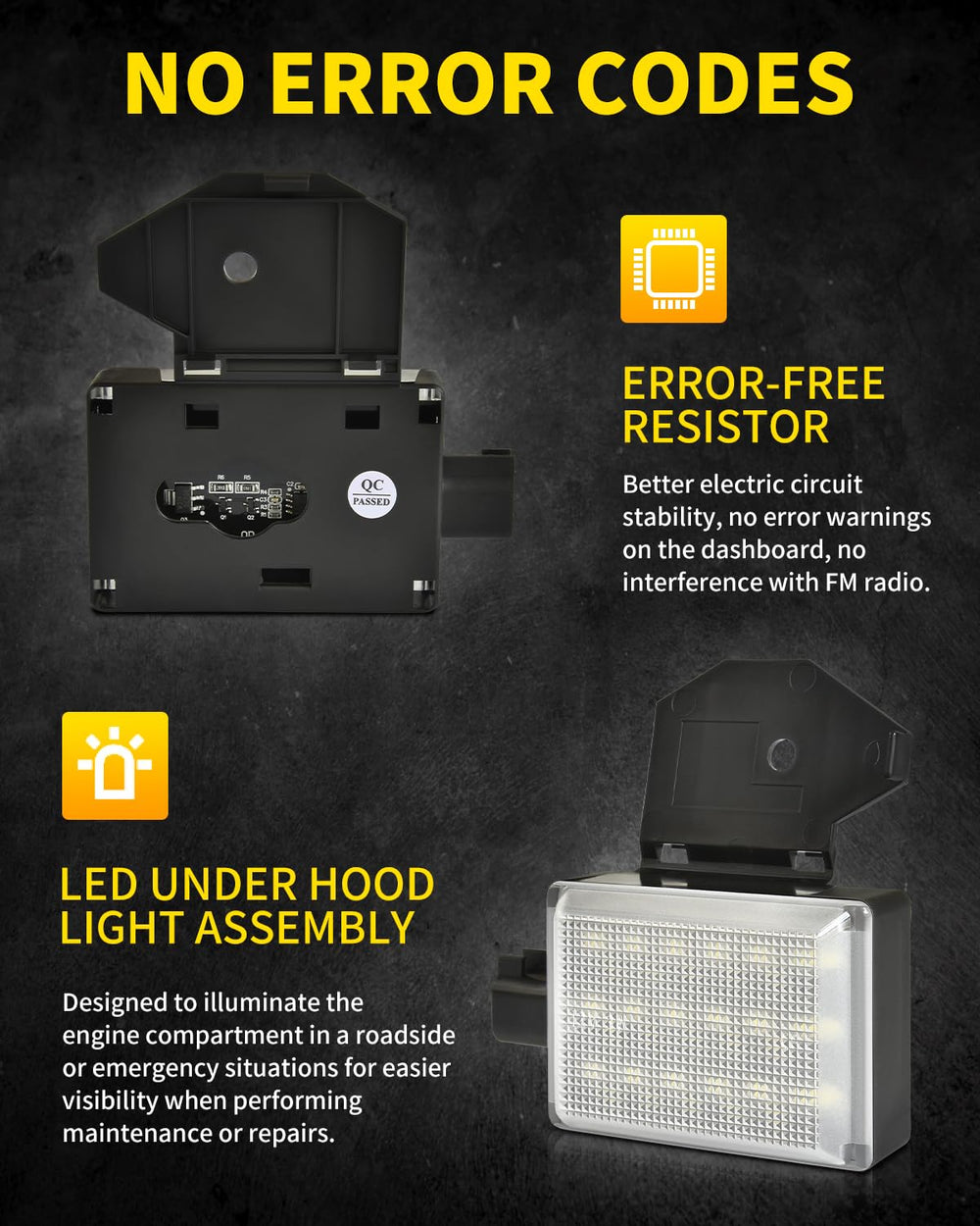 Asgohme LED beam lighting the engine compartment