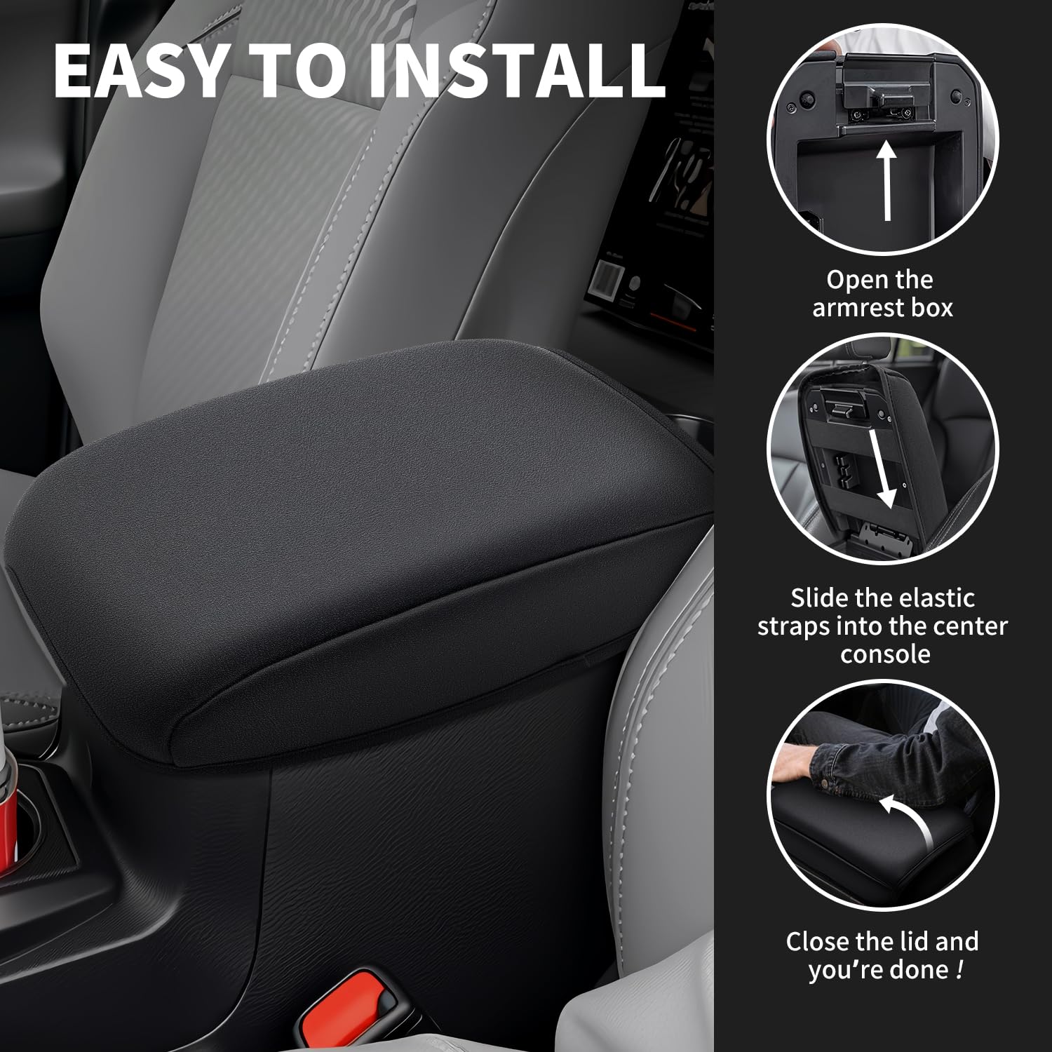 Asgohme easy-install straps keep cushion secure during rides.