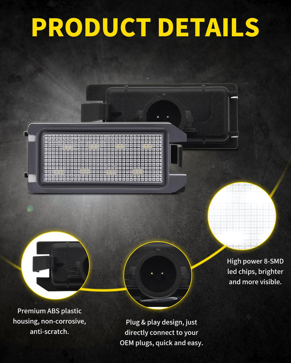 Asgohme LED license plate light installed on a Jeep demonstrates plug-and-play use.