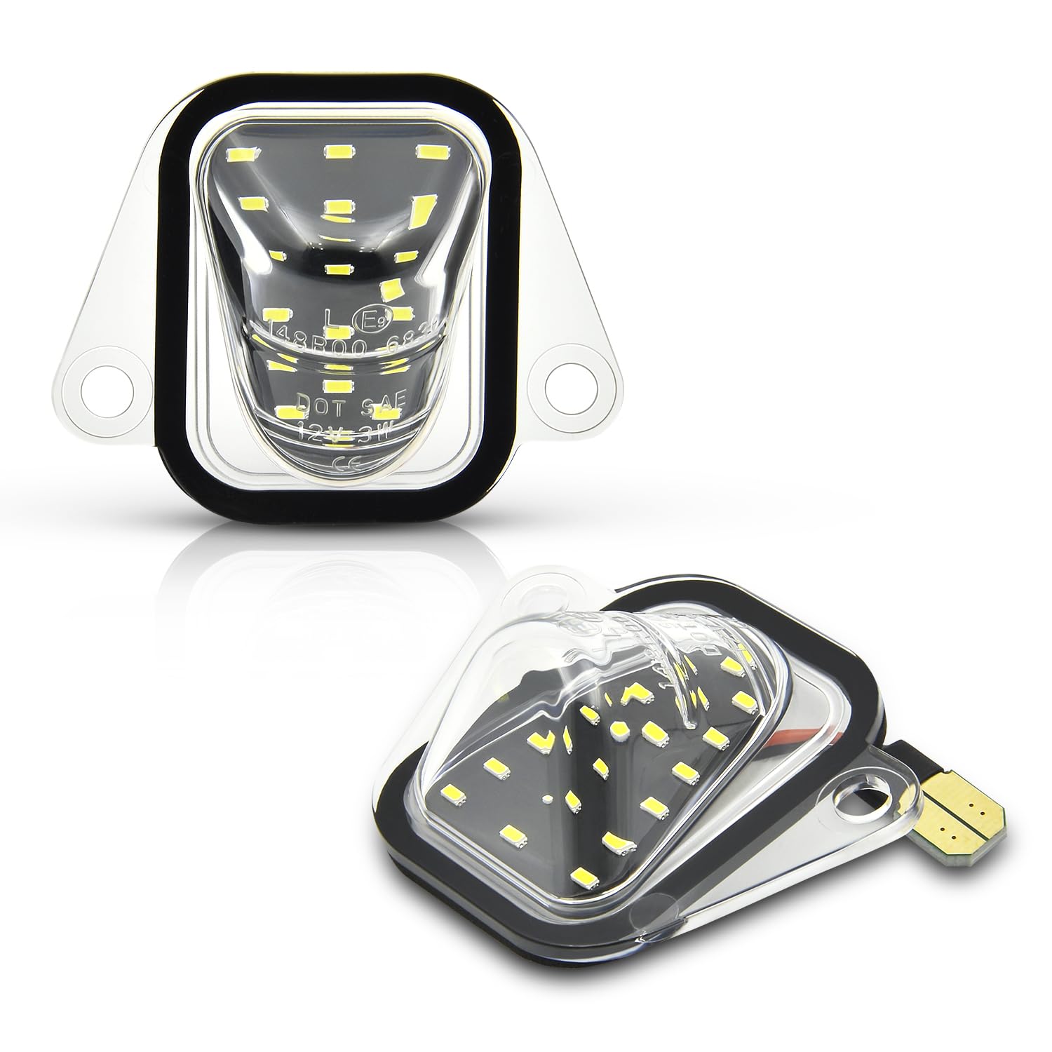 Asgohme LED license plate light pair offering bright white illumination for enhanced rear visibility.