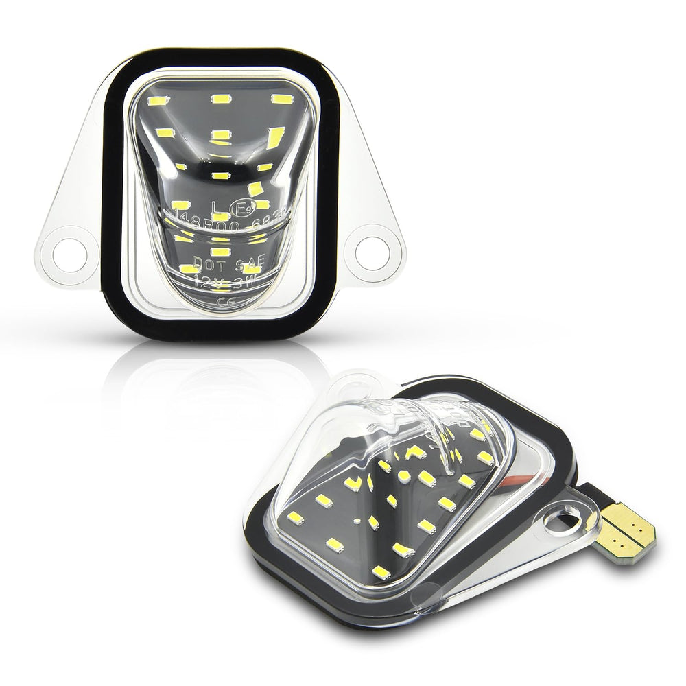 Asgohme LED license plate light pair offering bright white illumination for enhanced rear visibility.