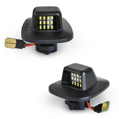 Asgohme LED license plate lights – close-up of the pair delivering bright rear illumination.