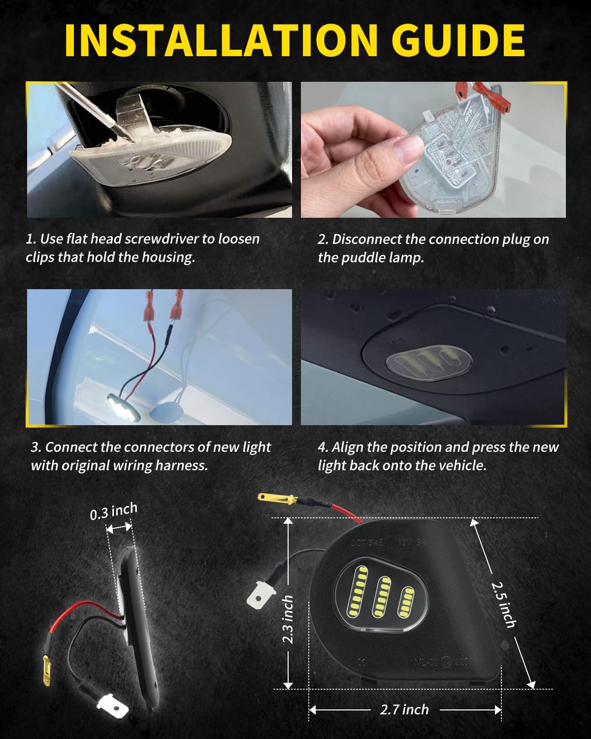 Asgohme LED puddle light at night illuminating the roadside for better awareness