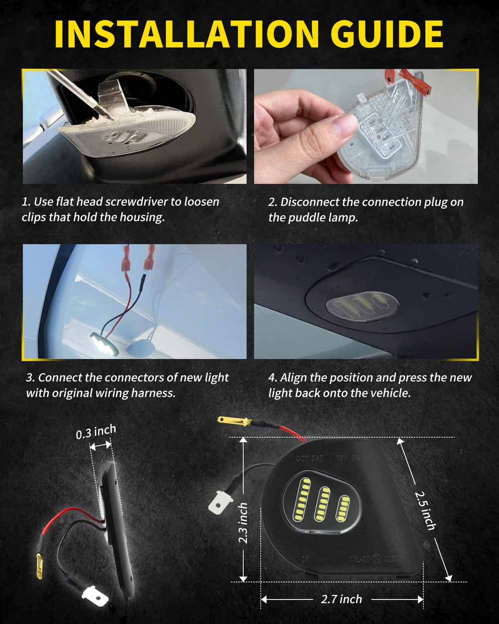 Asgohme LED puddle light at night illuminating the roadside for better awareness