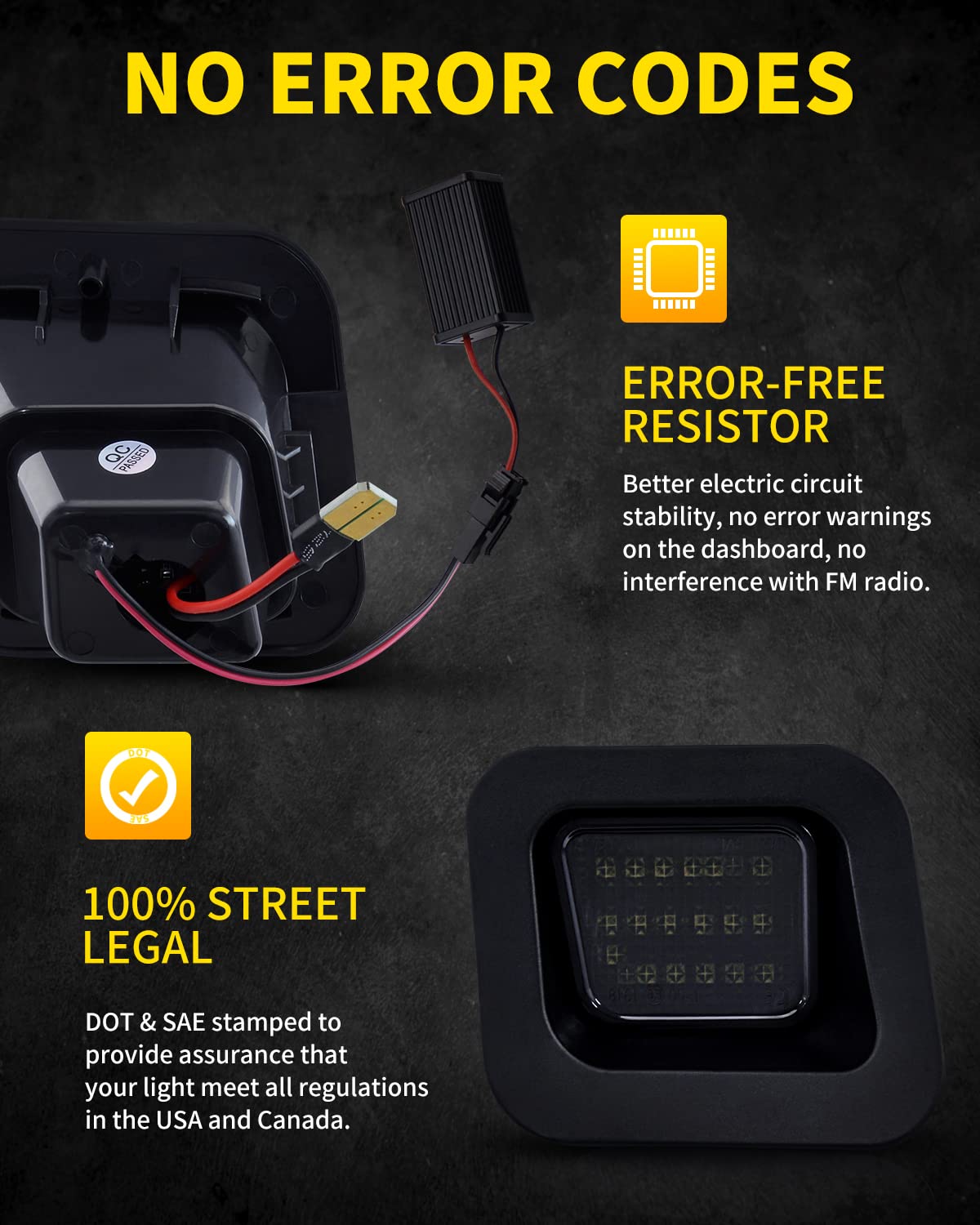 Asgohme license plate light non-polarity design enables easy installation.