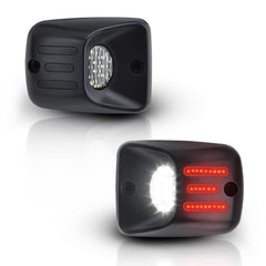 Asgohme white LED license plate lights with red OLED neon tube for nighttime visibility.