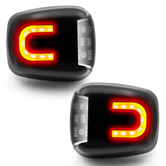 Asgohme white LED license plate lights with red U-strip, front-angle for clear plates.