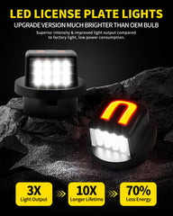 Asgohme white LED license plate lights with red U-shaped strip mounted on rear for Ford F-Series