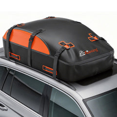 Asinking rooftop cargo bag installed on a car for extra travel space.