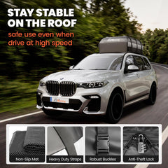 Asinking cargo bag includes protective rubber mat to guard car roof