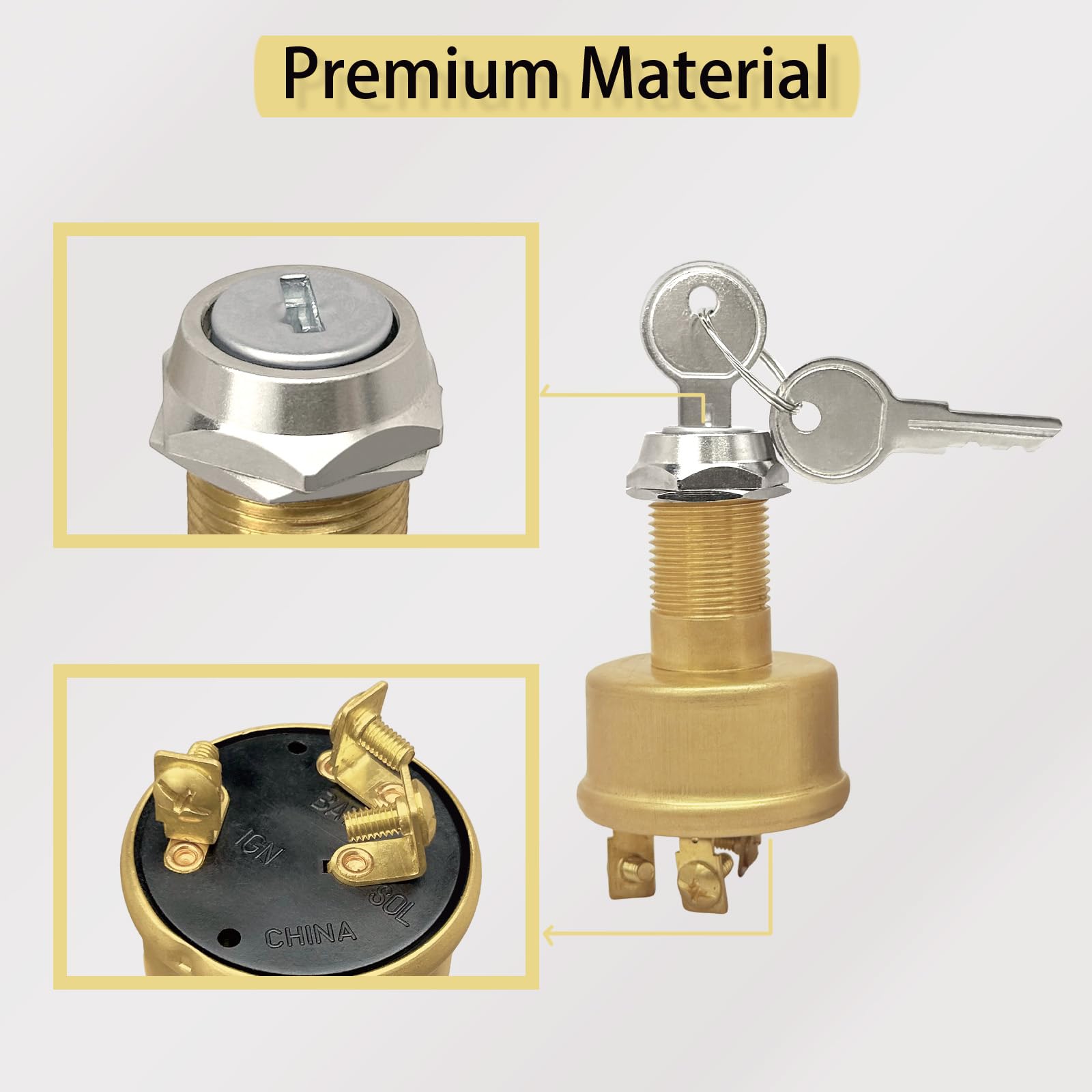 Three-position off-on-start layout of ASKALL marine switch for safe engine management.