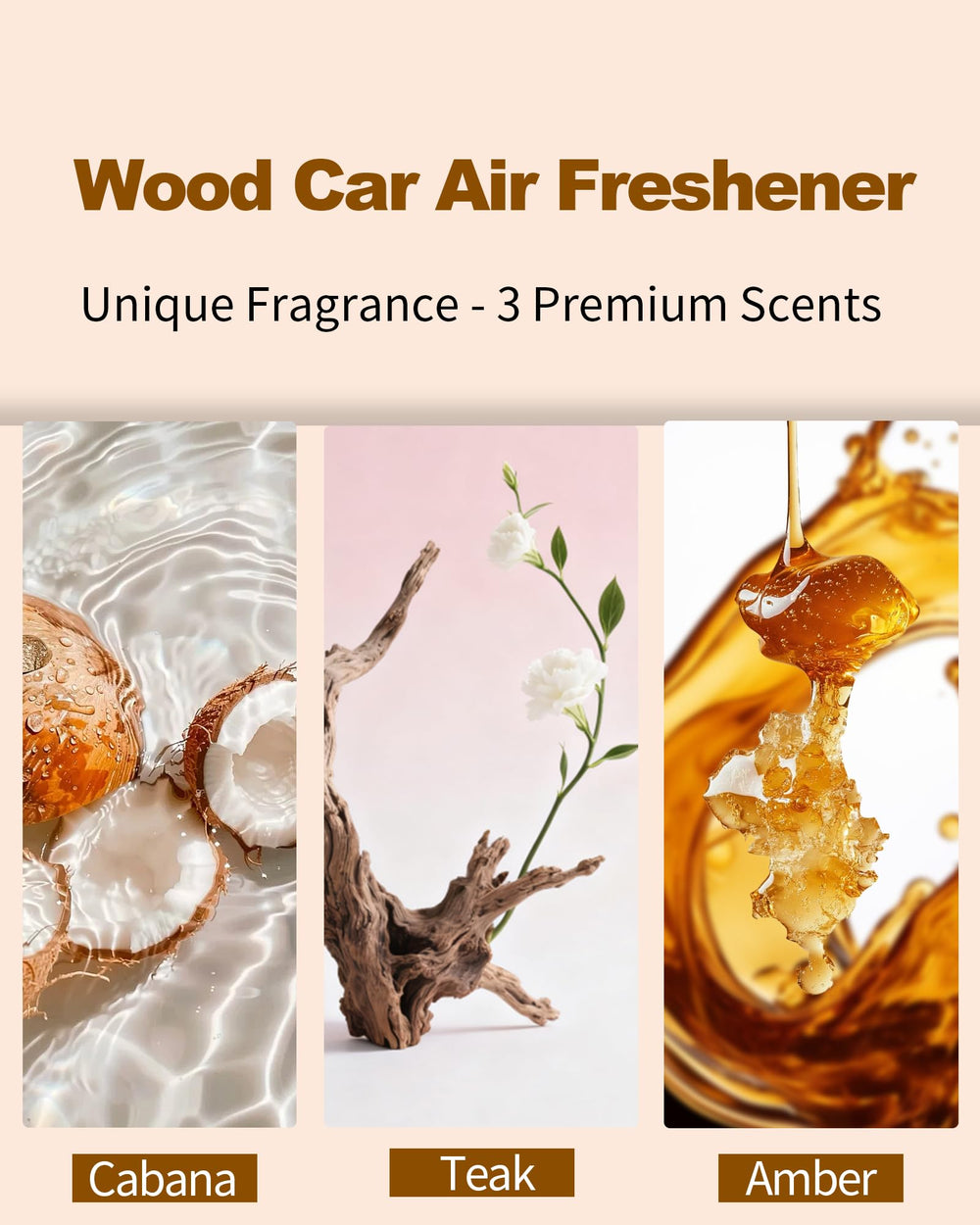 Asmonato Cabana coconut scent wood block evokes tropical mood in the cabin