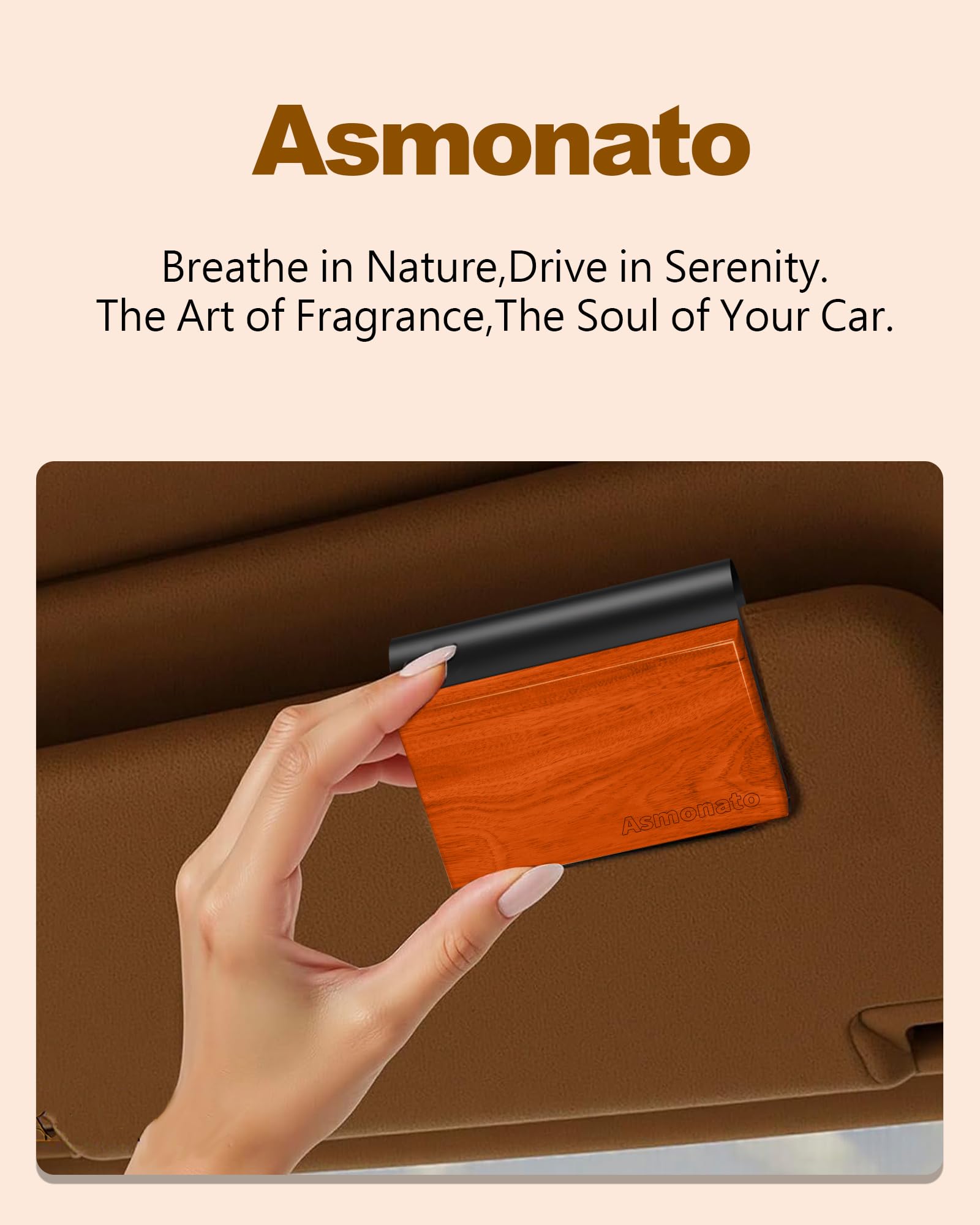 Asmonato Open Air wood car air freshener clip delivers clean scent for morning commutes.