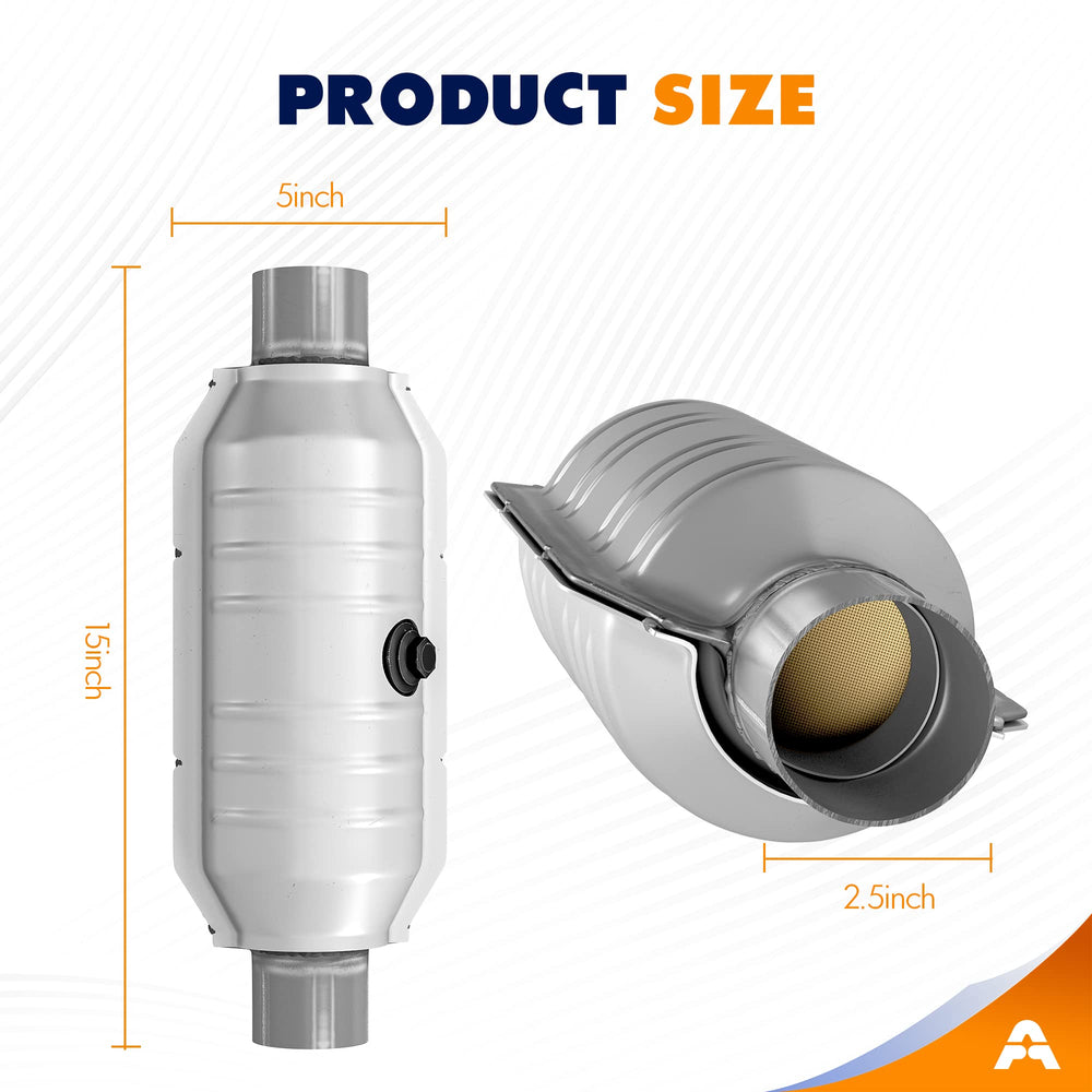 ASOPARTS 2.5-inch universal catalytic converter features a compact universal-fit design
