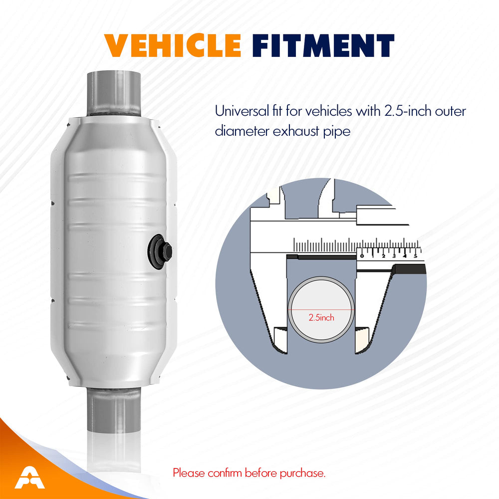 ASOPARTS 2.5-inch universal catalytic converter with O2 port supports diagnostics and monitoring
