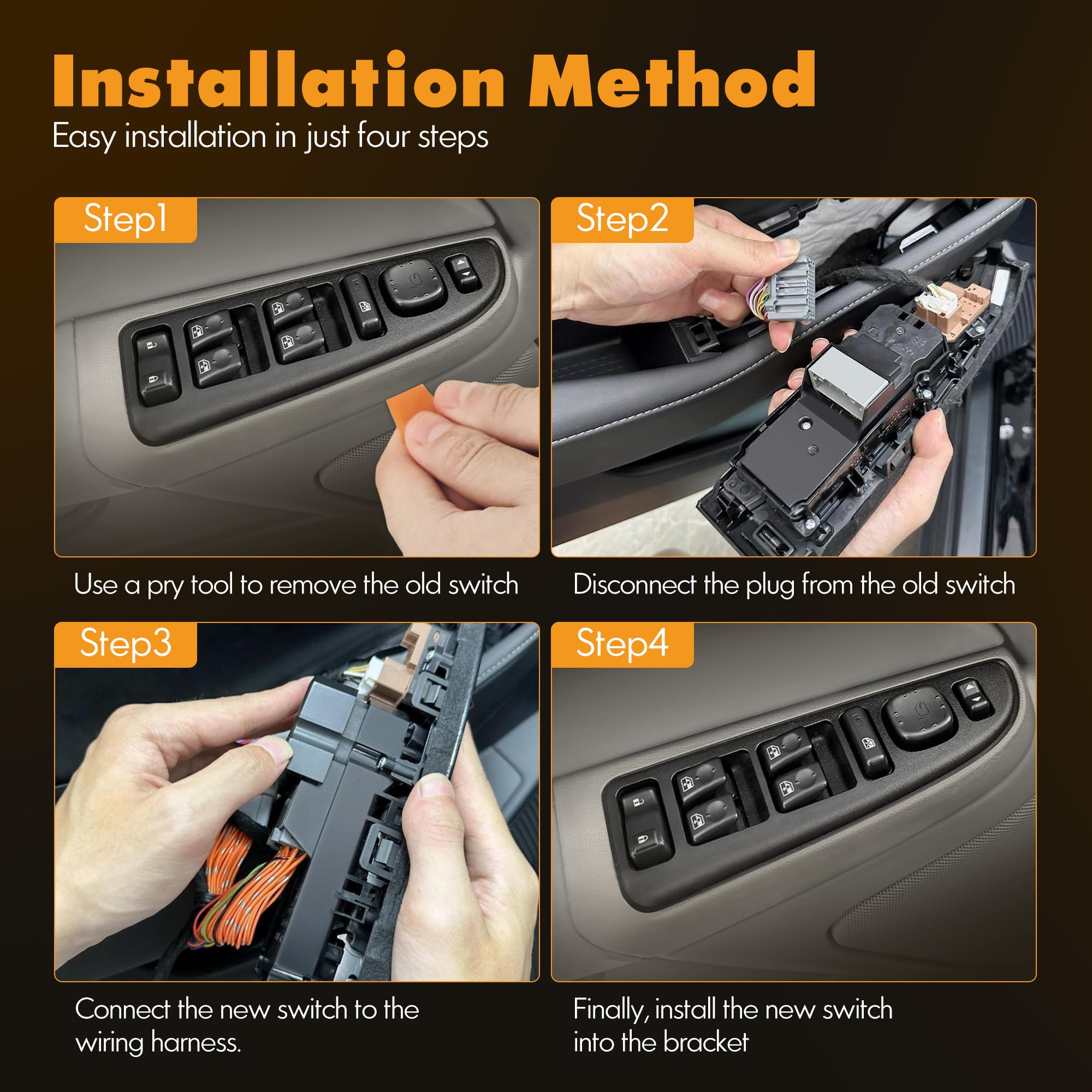 ASOPARTS Cadillac Escalade window switch with gray bezel matching OEM look.
