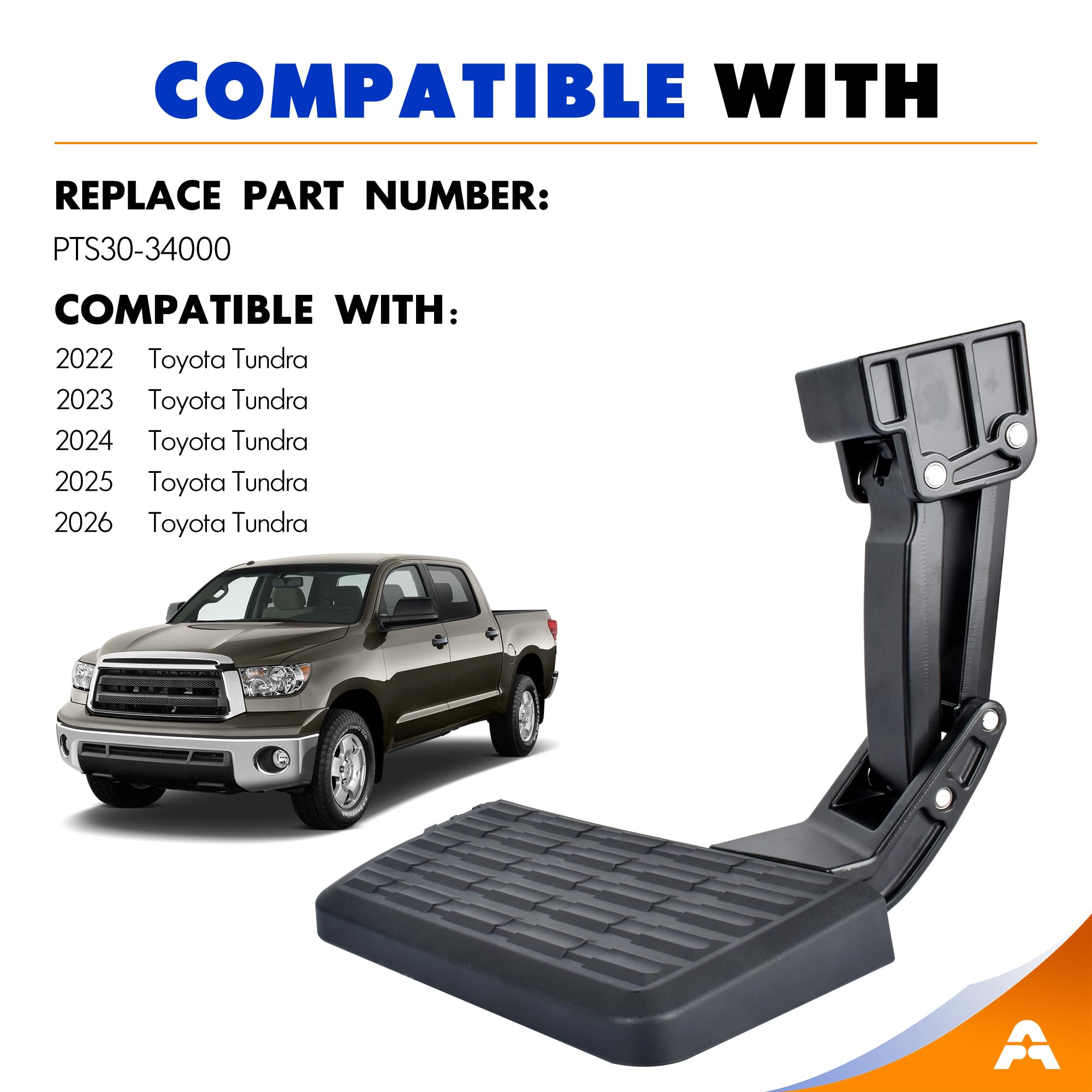 ASOPARTS rear bed step stowed after use keeps the bumper clean and uncluttered.