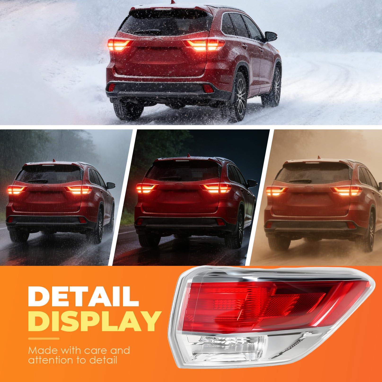 Aspaton passenger-side rear lamp for Highlander with crisp signaling and finish.