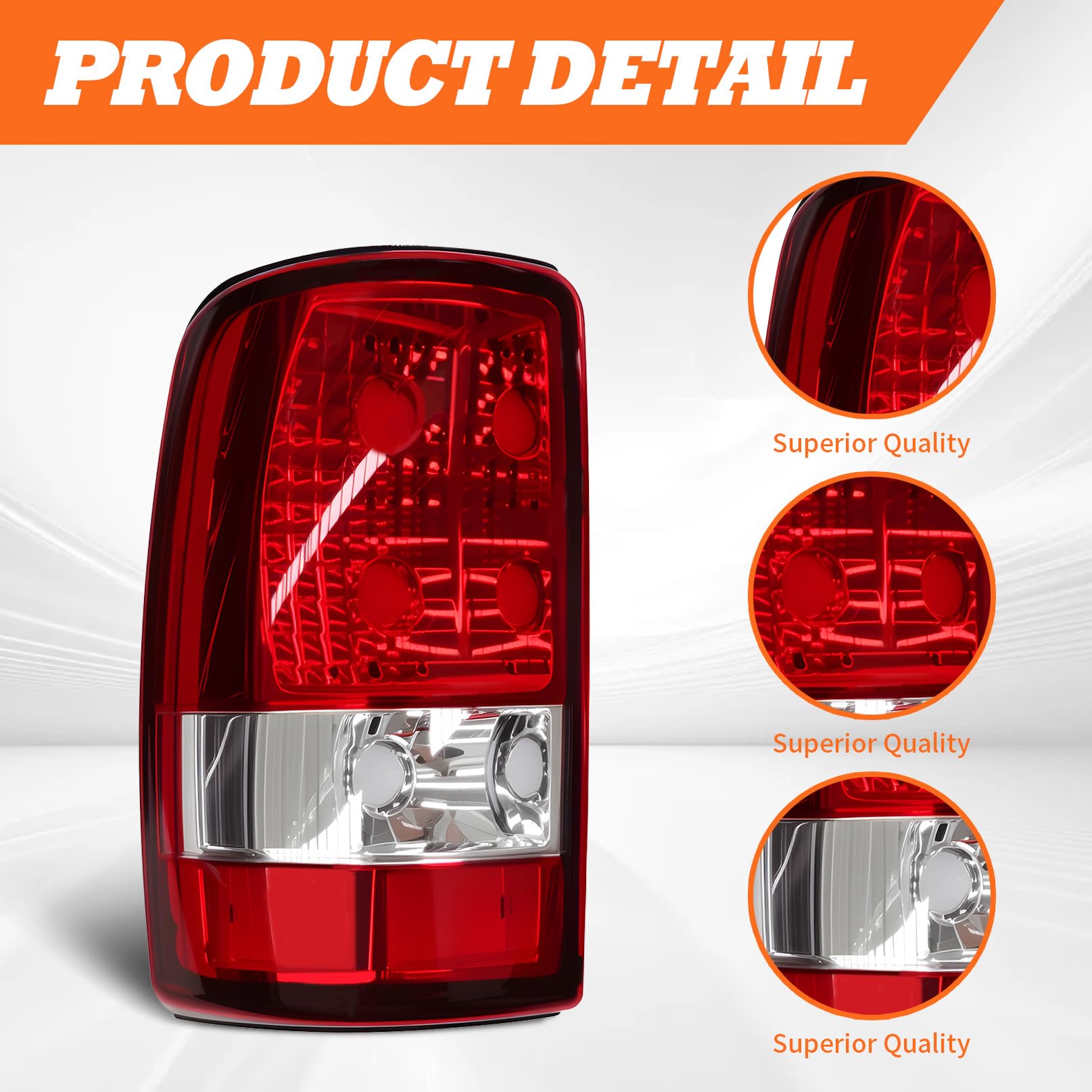 Aspaton red tail light for Tahoe driver side boosts visibility and brake indication.