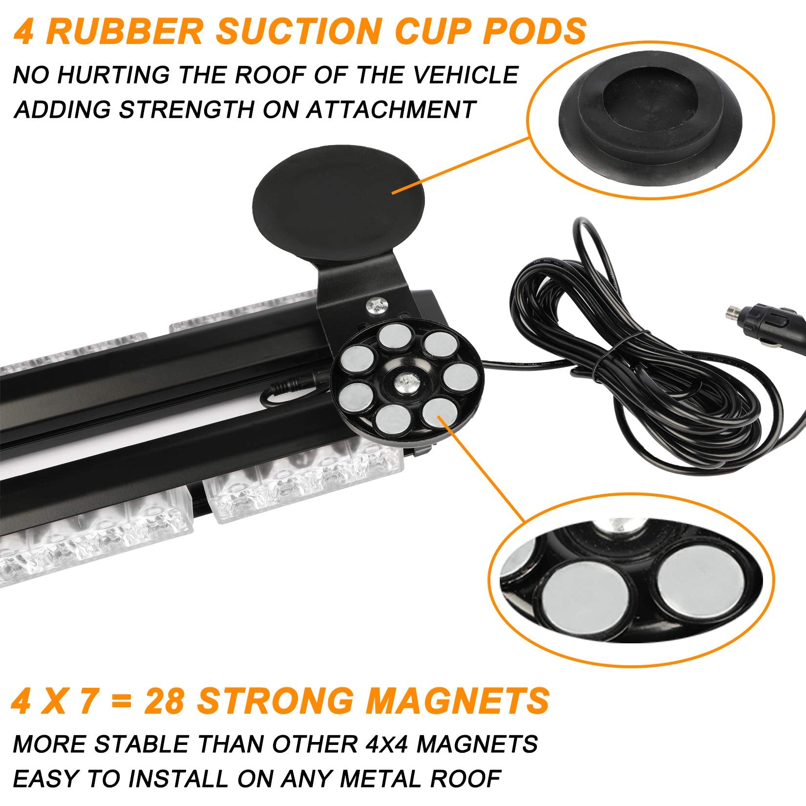 ASPL magnetic-base strobe bar ready for plug-and-play installation