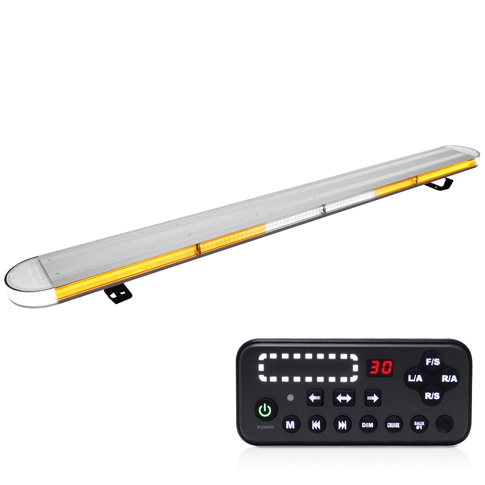 ASPL 48in LED roof mount amber bar front view, high-visibility warning for roadside signaling