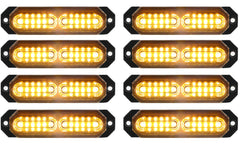 ASPL 8Pcs Sync Ultra Slim 12-LED strobe lights mounted on grille for daytime visibility.