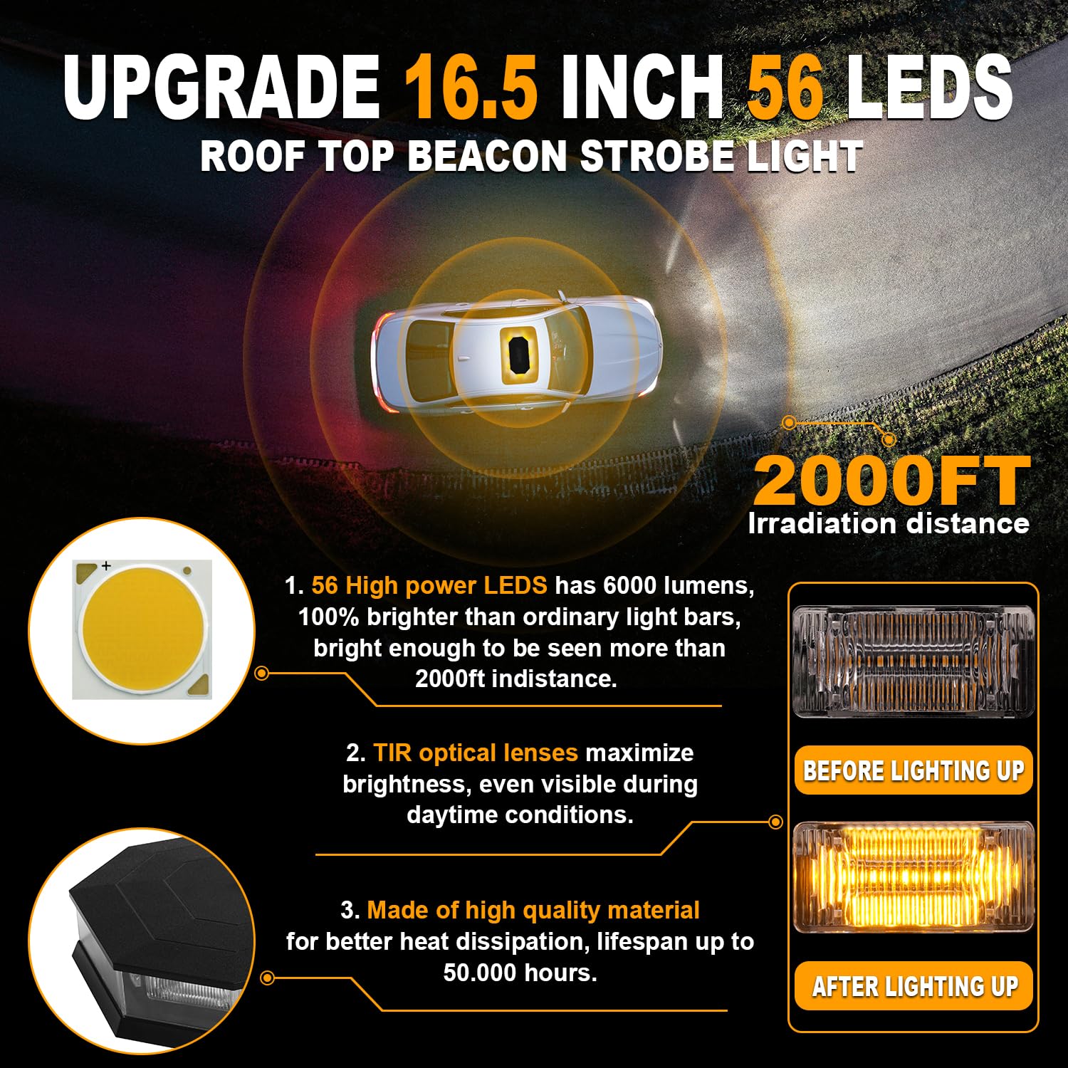 ASPL 56 LED emergency strobe delivers bright daytime visibility.