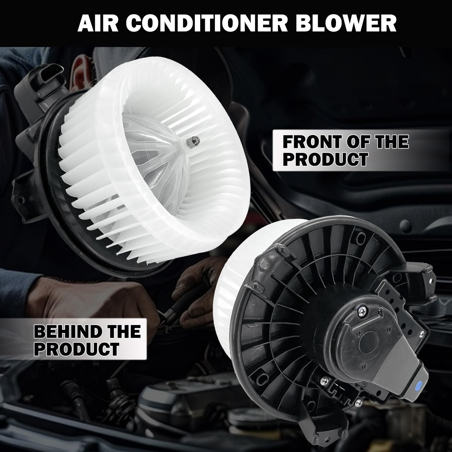 Aspligo 700308 blower assembly side profile emphasizes compact dash integration.