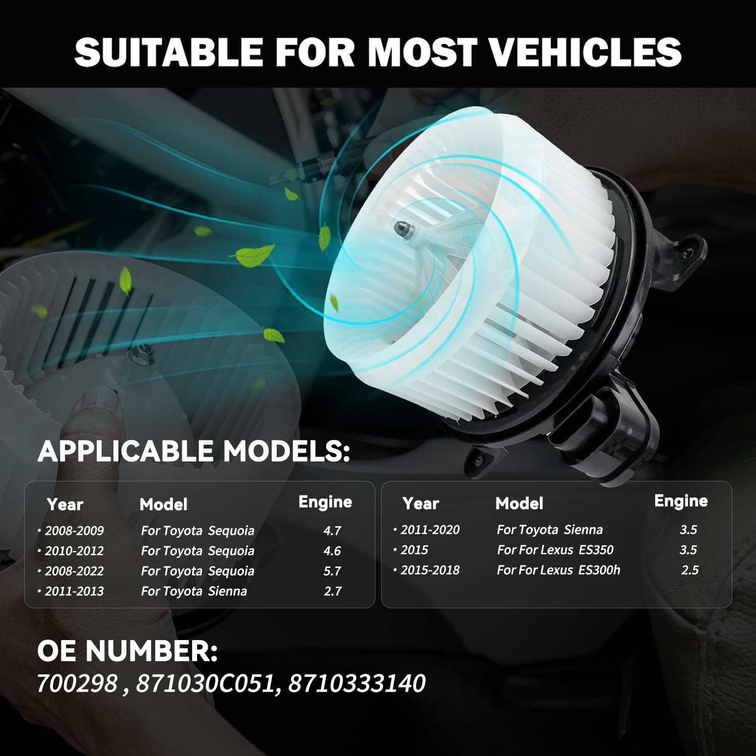 Aspligo blower motor for Lexus ES300h 2015-2018 ensures quiet operation.