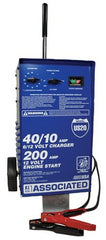 Associated US20 blue battery charger with 24-inch design for timer-controlled charging.