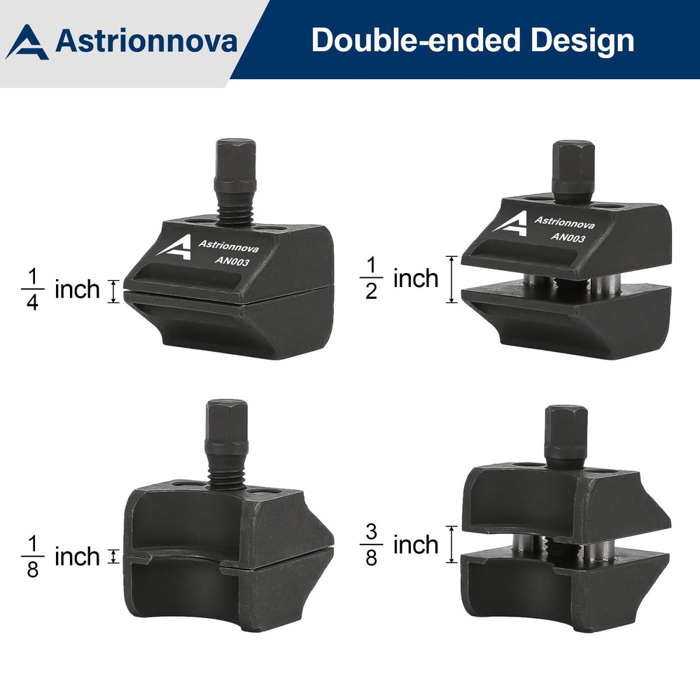 Astrionnova ball joint removal tool enables clean separation from knuckle.