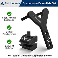 Astrionnova lower control arm pry tool demonstrates high leverage action in tight spaces.