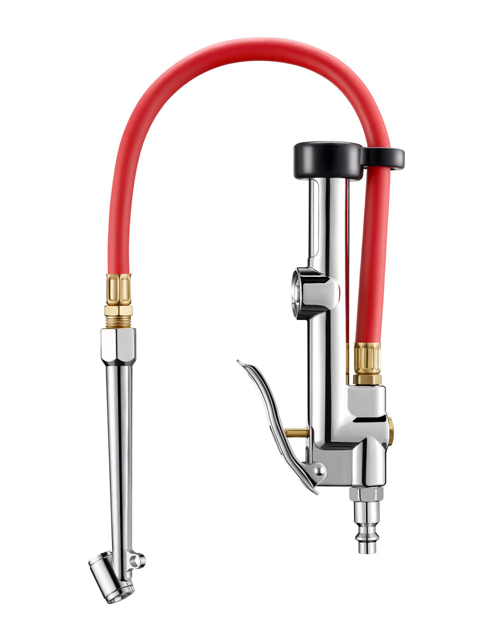 AstroAI tire gauge full view with extended reach for hard-to-reach tires