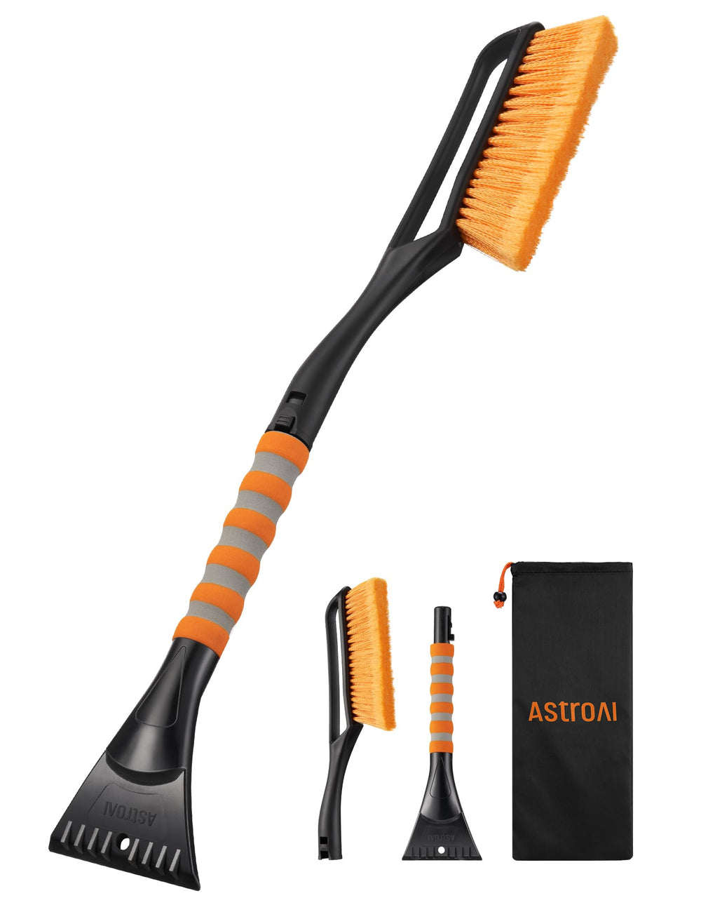 AstroAI 27-inch snow brush and ice scraper assembled for wide reach