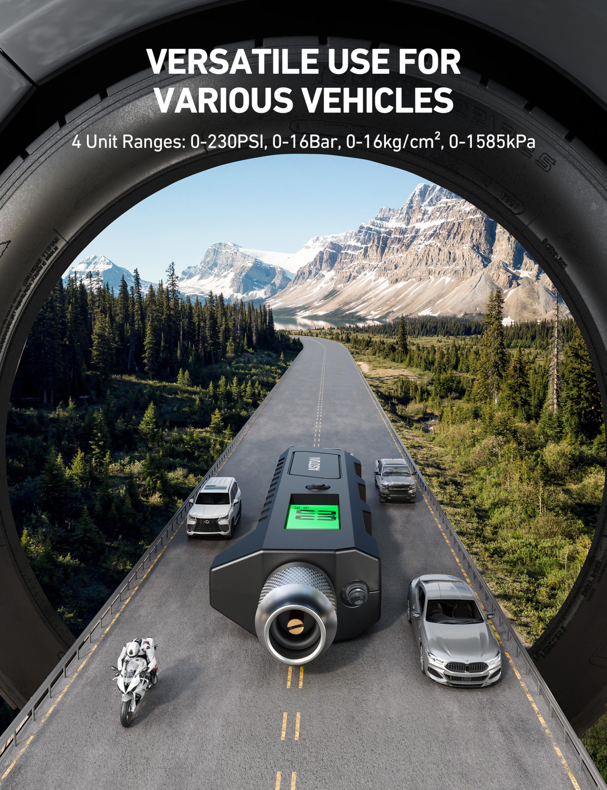 Auto shut-off feature helps conserve power on AstroAI gauge.