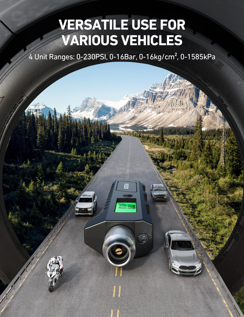 Auto shut-off feature helps conserve power on AstroAI gauge.
