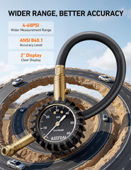 AstroAI brass and stainless steel construction for durable tire checks.