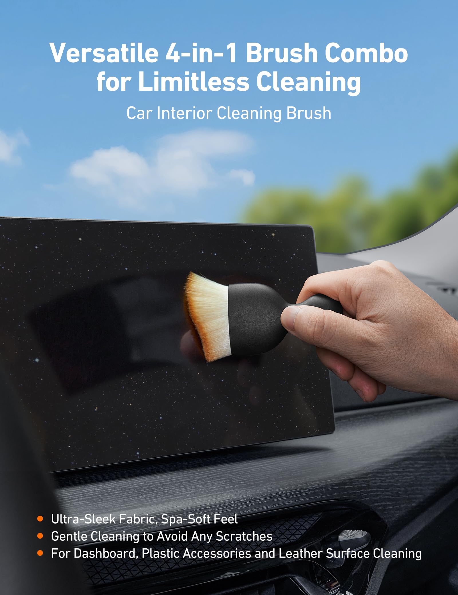 AstroAI bristle brush for textured areas while protecting finishes
