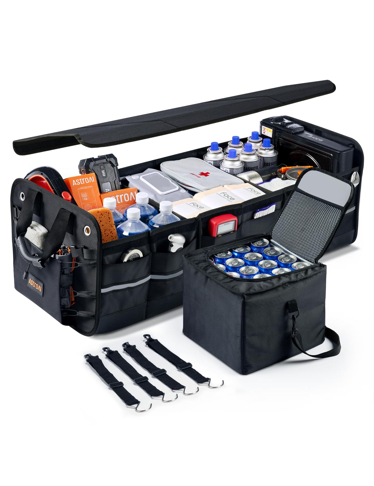 AstroAI car trunk organizer fullbox setup showing sturdy construction for organized cargo