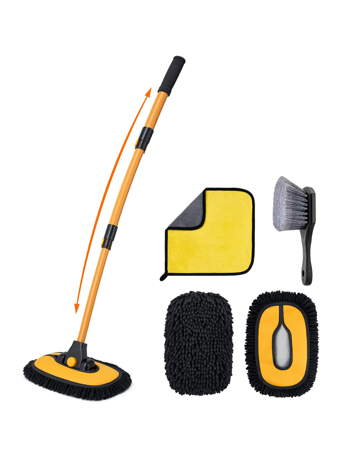 AstroAI curved brush head rotates for easy car cleaning