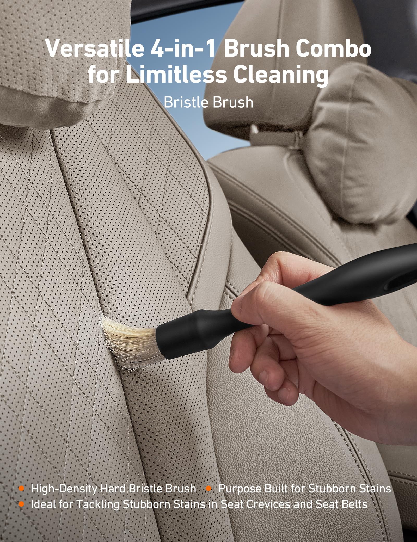 AstroAI detailing brush reaching narrow crevices and delicate surfaces