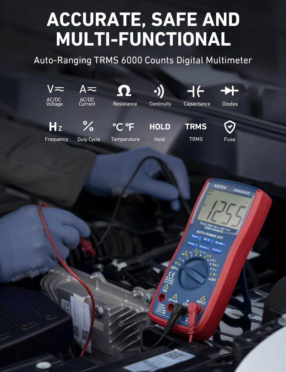 AstroAI DMM auto-ranging in action for effortless measurement setup